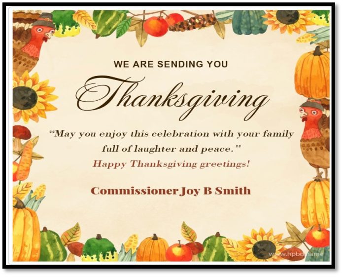 HAPPY HOLIDAYS! From the Office of Commissioner Joy B. Smith